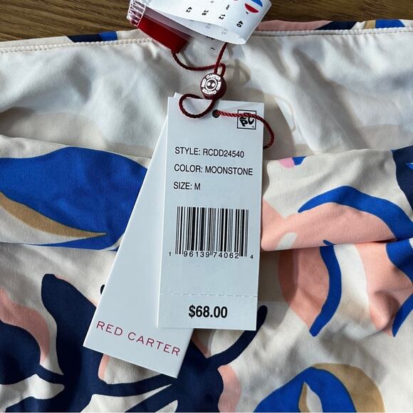 Red Carter Tropical Leaf Print High Rise Bikini bottoms moonstone - M - Picture 8 of 9